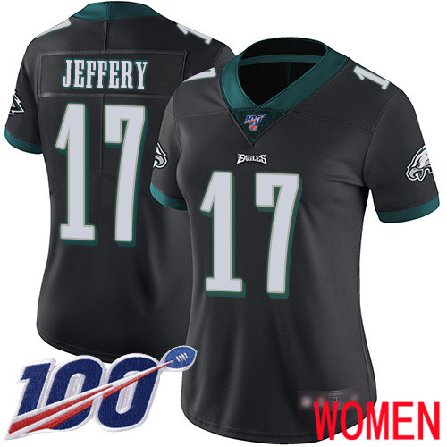 Women Philadelphia Eagles #17 Alshon Jeffery Black Alternate Vapor Untouchable NFL Jersey Limited Player 100th->nfl t-shirts->Sports Accessory